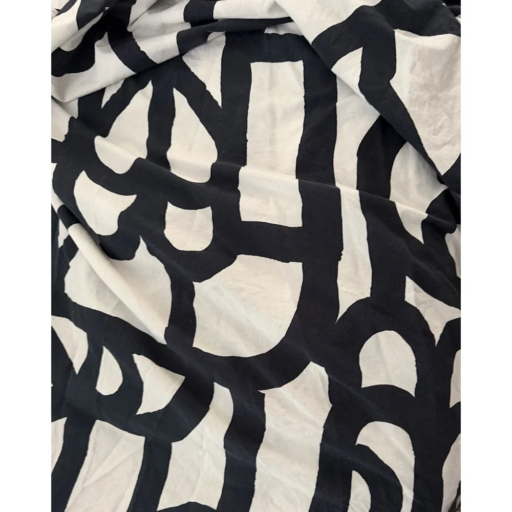 Vintage IKEA Skuggbracka Full Queen Duvet Cover Graphic Black White Reversible